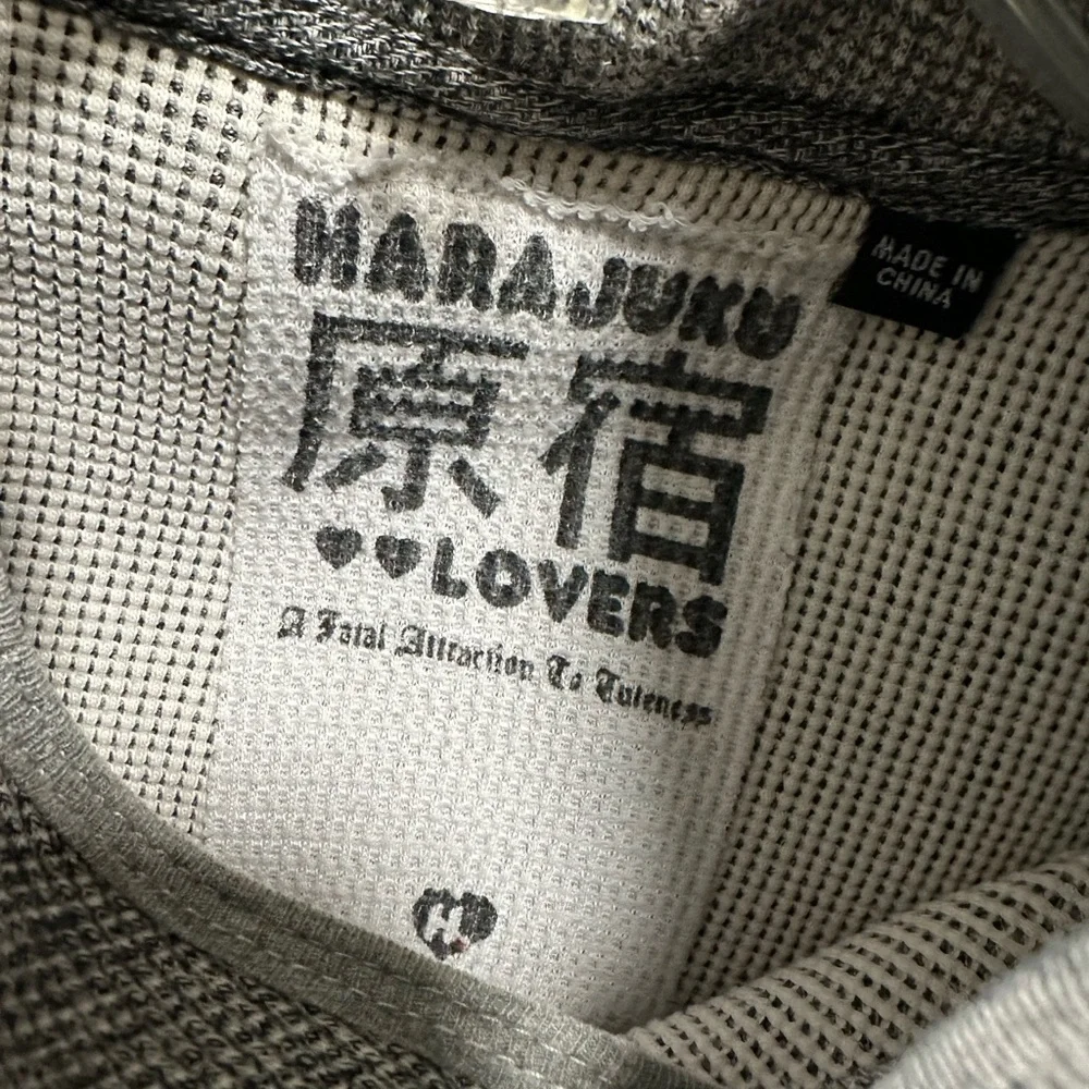Harajuku Lovers Gray Waffle Hoodie Sz M - Picture 7 of 10